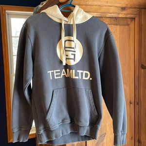 Men’s Team Ltd hoodie. Blue/grey with cream hood. Size small